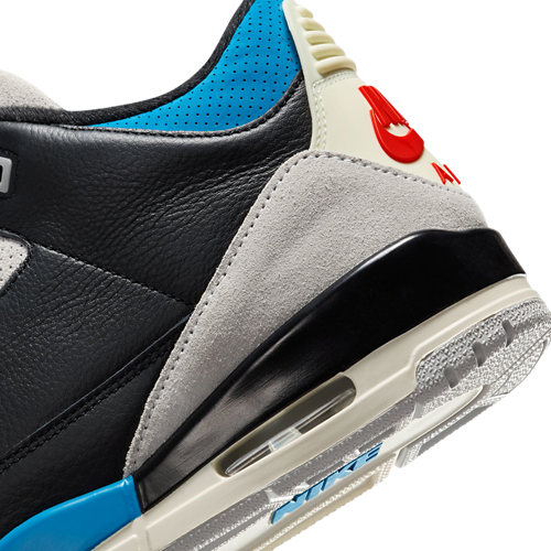 Men's AJ Retro 3 OG Black/Chile Red/Neutral Grey - View 8