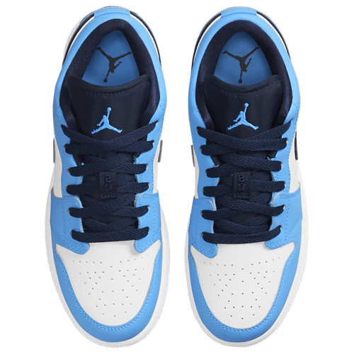 Boys' Grade School AJ 1 Low Dk Powder Blue/Obsidian/White - View 4