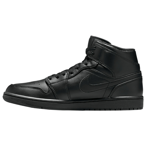 Men's AJ 1 Mid Black/Black/Black - View 2
