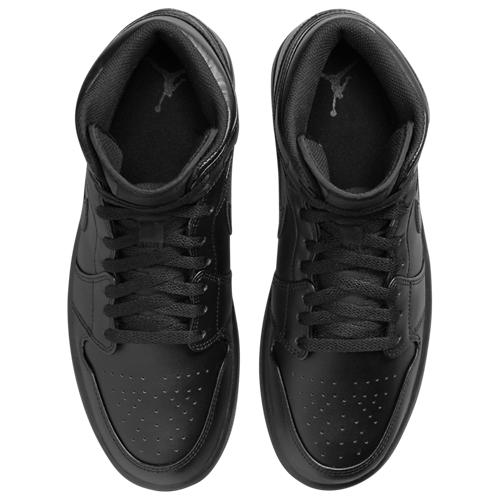 Men's AJ 1 Mid Black/Black/Black - View 4