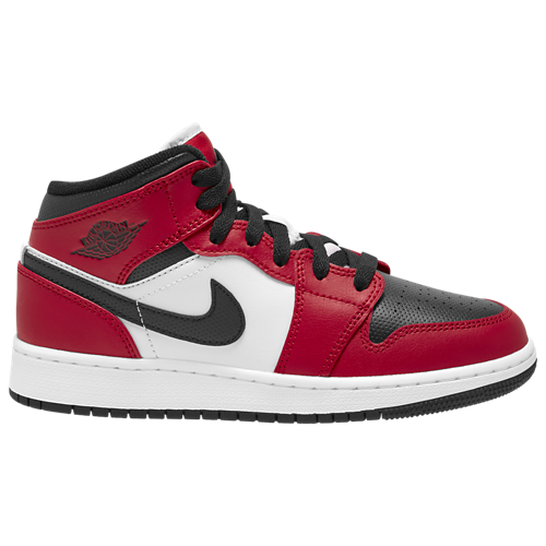Boys' Grade School AJ 1 Mid Black/Black/Gym Red - View 1