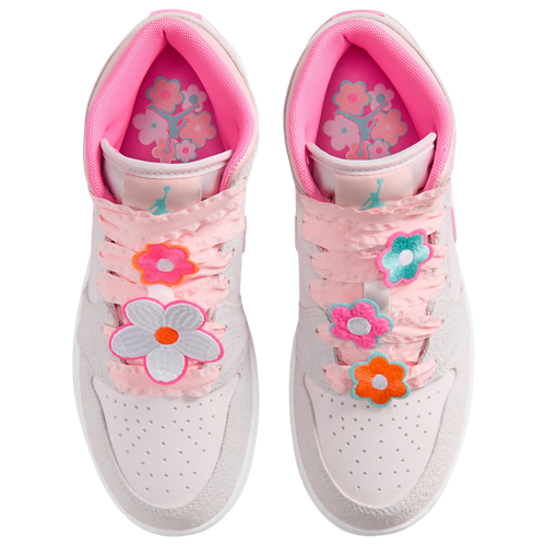 Girls' Grade School 1 Mid SE Vast Grey/Pink Glow/Sail - View 4