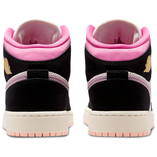 Girls' Grade School AJ 1 Mid SE Black/Gold/Pink - View 3