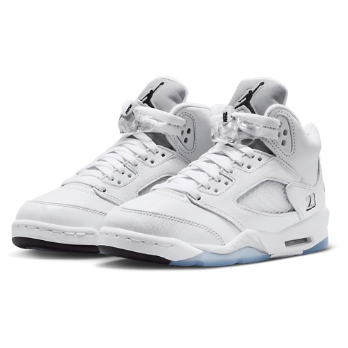 Boys' Grade School Retro 5 White/Silver/Black - View 6