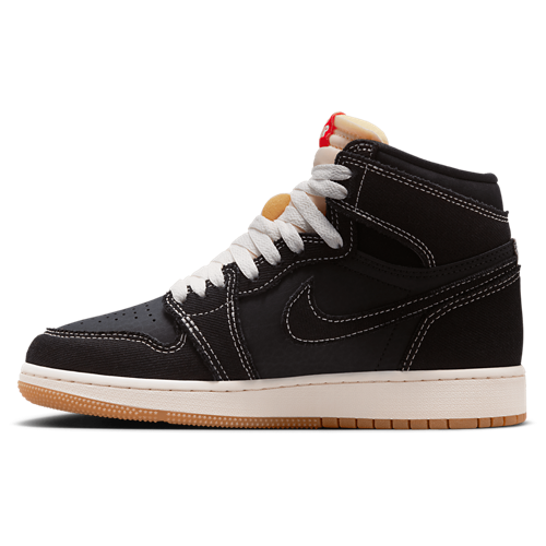 Boys' Grade School Retro 1 High OG Black/White/Red - View 2