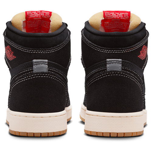 Boys' Grade School Retro 1 High OG Black/White/Red - View 3