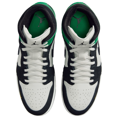 Men's AJ 1 Mid SE White/Black/Green - View 4
