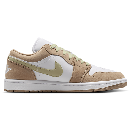 Women's AJ 1 Low White/Olive Aura/Khaki - View 1