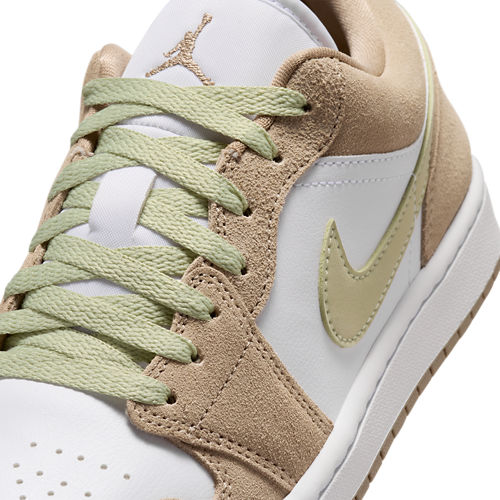 Women's AJ 1 Low White/Olive Aura/Khaki - View 7