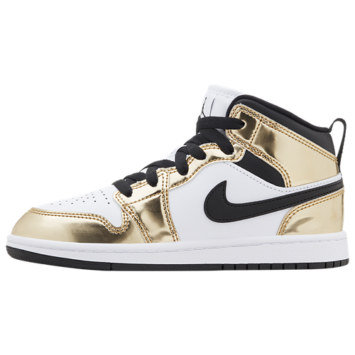 Boys' Preschool AJ 1 Mid SE Black/White/Metallic Gold - View 2