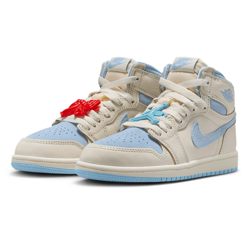 Girls' Preschool Retro 1 High OG Pale Ivory/Psychic Blue/Coconut Milk - View 6
