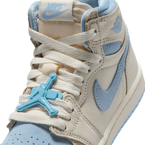 Girls' Preschool Retro 1 High OG Pale Ivory/Psychic Blue/Coconut Milk - View 7