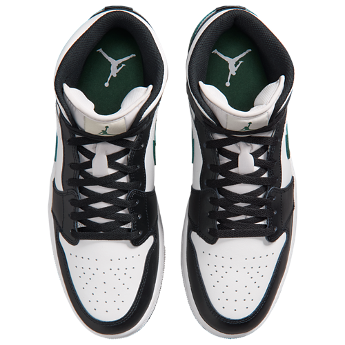 Men's AJ 1 Mid Black/Summit White/Gorge Green - View 4