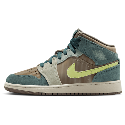 Boys' Grade School AJ 1 Mid SE Uni Khaki/Light Lemon Twist/Hasta - View 2