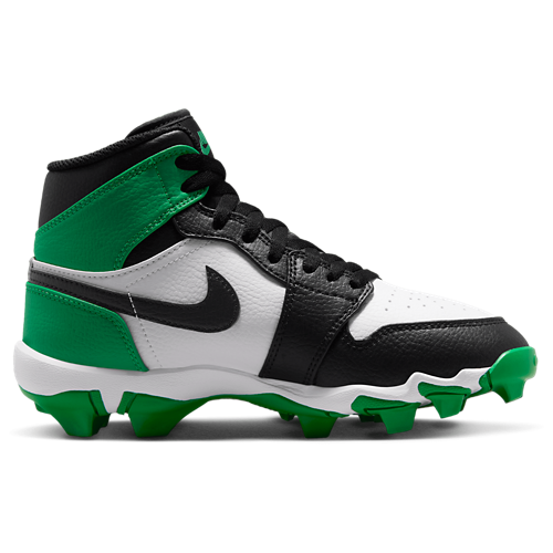 Boys' Grade School AJ 1 Mid Cleats Black/Lucky Green - View 1
