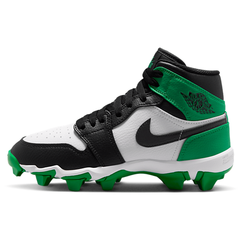 Boys' Grade School AJ 1 Mid Cleats Black/Lucky Green - View 2