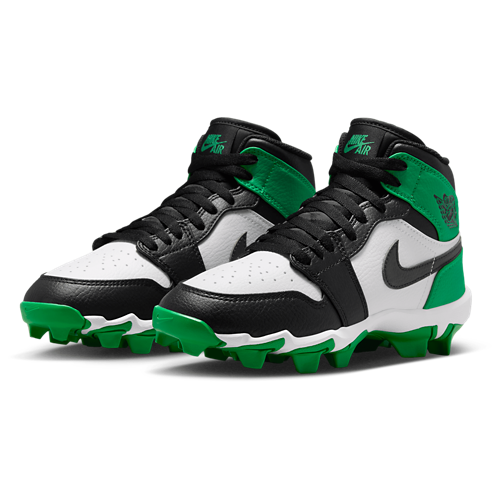 Boys' Grade School AJ 1 Mid Cleats Black/Lucky Green - View 6