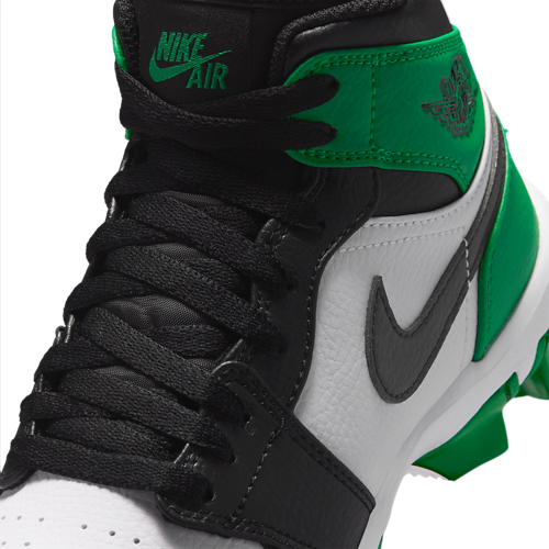 Boys' Grade School AJ 1 Mid Cleats Black/Lucky Green - View 7