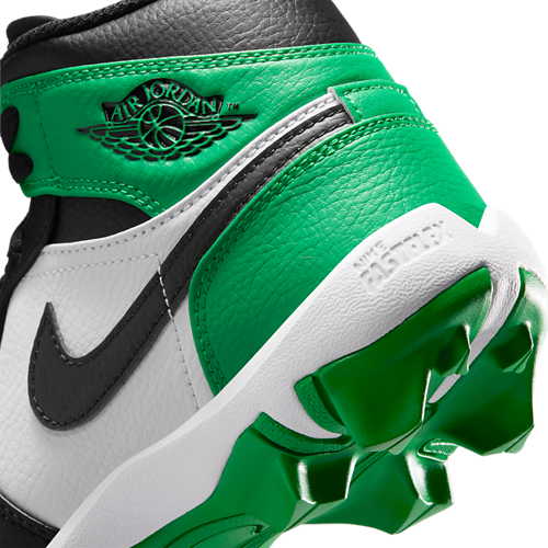 Boys' Grade School AJ 1 Mid Cleats Black/Lucky Green - View 8