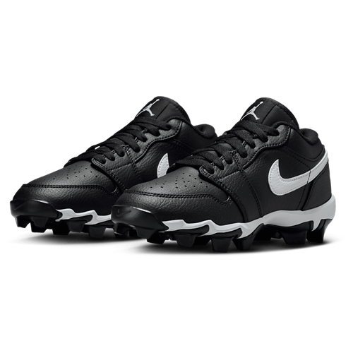 Boys' Grade School AJ 1 Low Cleats White/Black - View 6