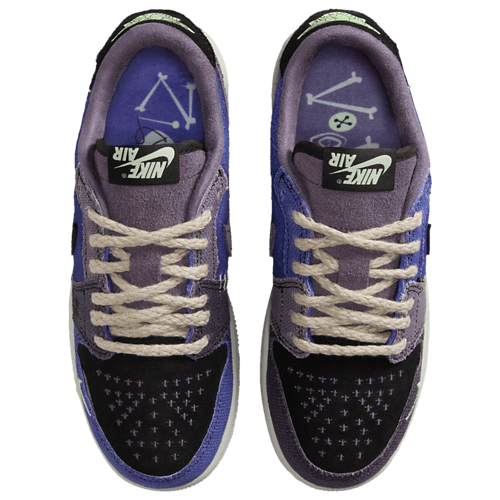 Boys' Grade School Retro 1 Low Black/Regency Purple/Vapor Green - View 4