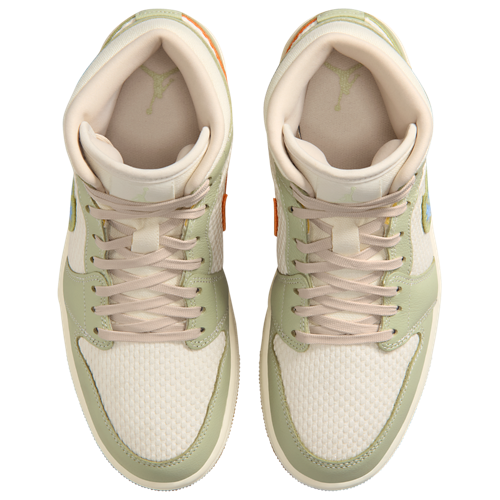 Women's AJ 1 Mid SE Pearl White/Olive Aura/Lawn - View 4