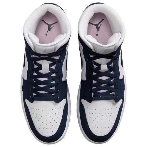 Men's AJ 1 Mid Obsidian/Obsidian/White - View 4