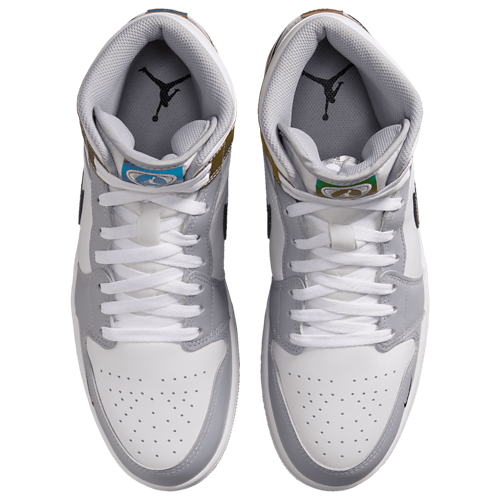 Men's AJ 1 Mid SE FC White/Wolf Grey/Multi - View 4
