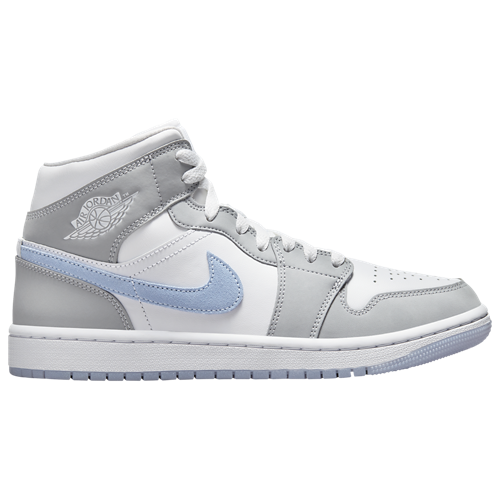 Women's AJ 1 Mid White/Aluminum/Wolf Grey - View 1