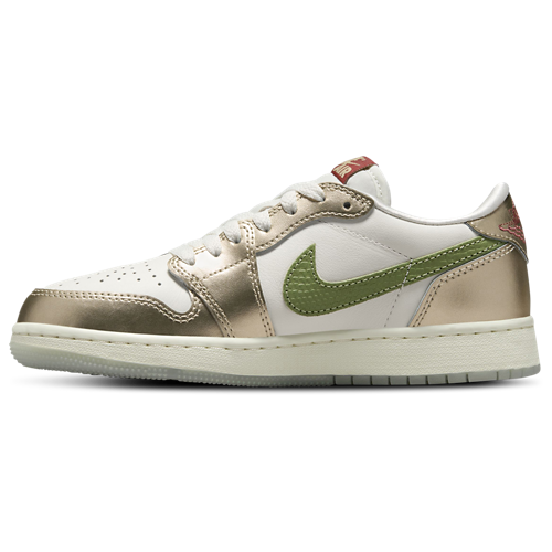 Boys' Grade School Retro 1 Low OG Sail/Metallic Gold/Cedar - View 2