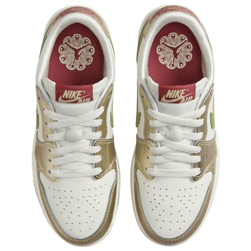 Boys' Grade School Retro 1 Low OG Sail/Metallic Gold/Cedar - View 4