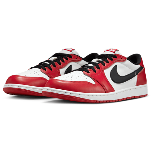 Men's AJ 1 Retro Low OG White/Red/Black - View 6