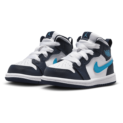 Boys' Toddler AJ 1 Mid Obsidian/Dark Powder Blue/White - View 6