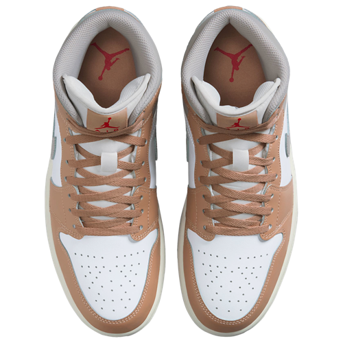 Men's AJ 1 Mid Hemp/Fire Red/White - View 4