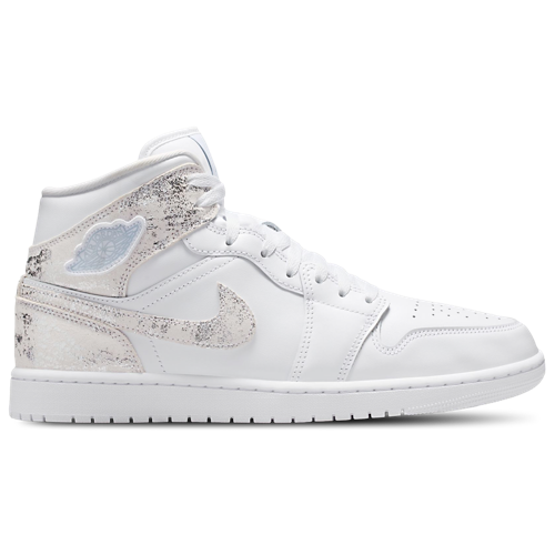 Men's AJ 1 Mid SE White/Silver/White - View 1