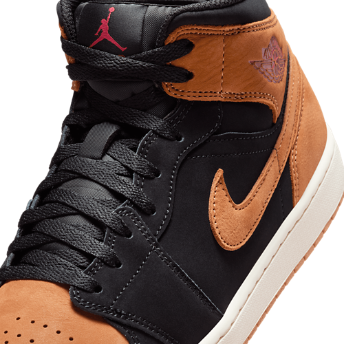 Men's 1 Mid SE Flax/Black/Varsity Red - View 7