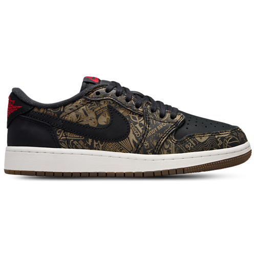 Boys' Grade School Retro 1 Low OG Black/Red/White - View 1