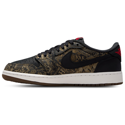 Boys' Grade School Retro 1 Low OG Black/Red/White - View 2