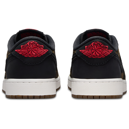 Boys' Grade School Retro 1 Low OG Black/Red/White - View 3
