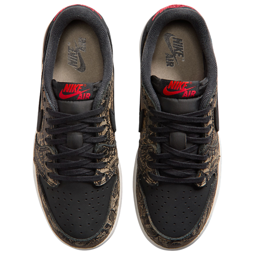Boys' Grade School Retro 1 Low OG Black/Red/White - View 4